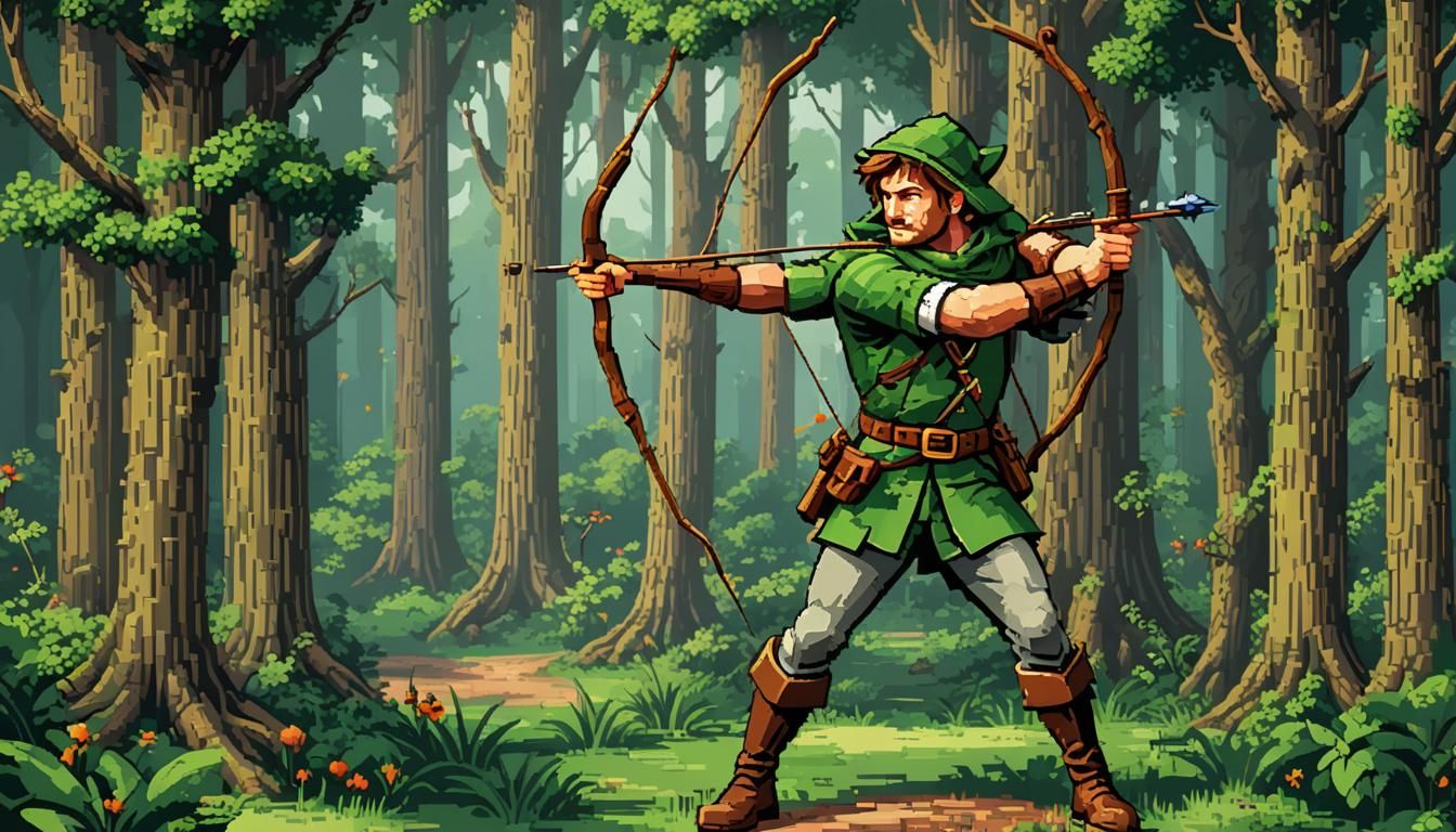 Robin Hood in Sherwood: 1980s Arcade Pixel Art