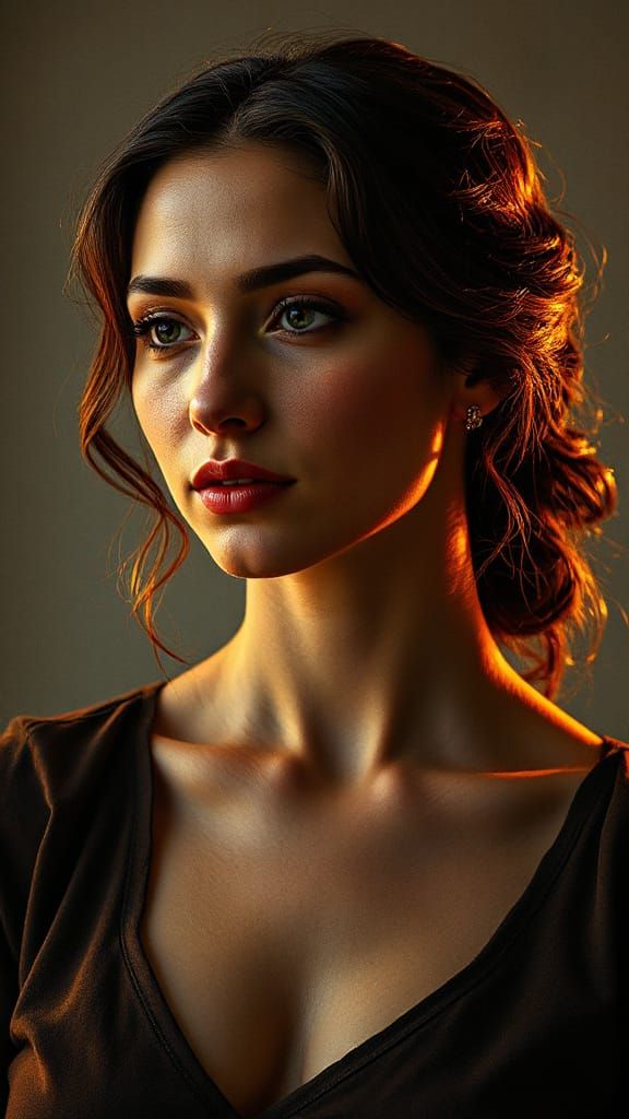 Woman in Elegant 8K Portrait with Intricate Details and Dyna...