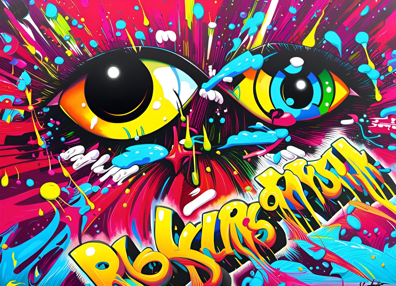 Graffiti Art with Oil Gouache Melting Effect