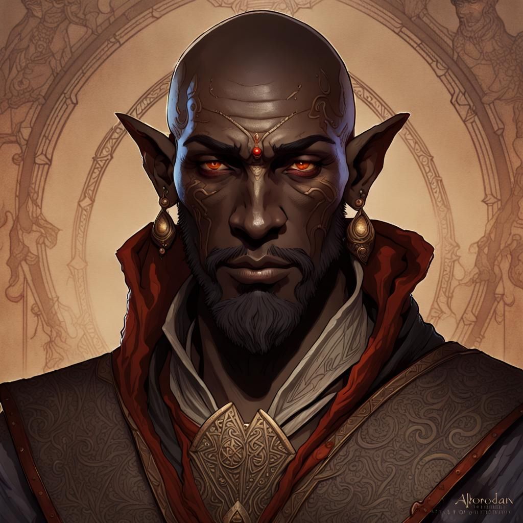 Dark Elf Merchant Prince in Art Nouveau Style