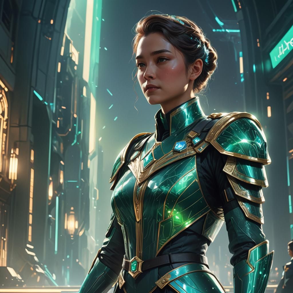 Futuristic Emerald Green Uniform Concept Art