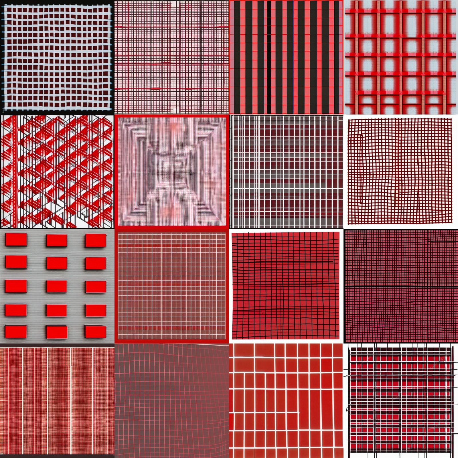 Minimalist Grid of Nested Red Squares