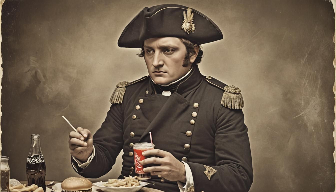 Napoleon Eats Big Mac: A Vintage Photograph
