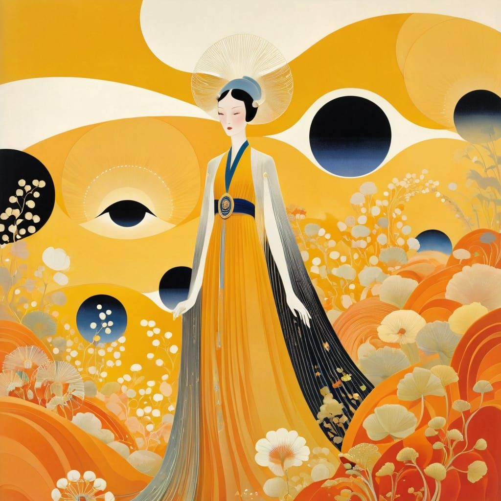 Abstract Floral Illustration Inspired by Nielsen, O'Keeffe