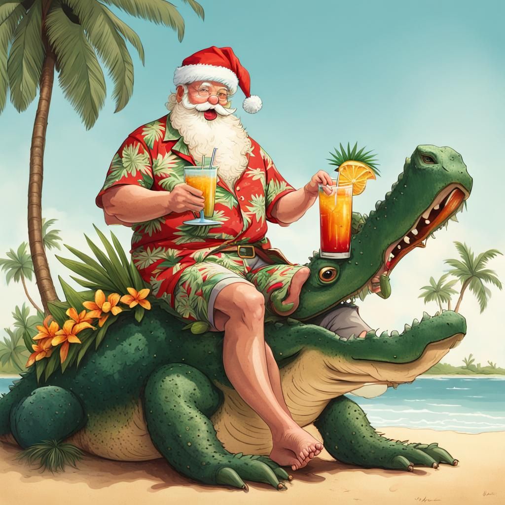 Santa Claus on Alligator: A Tropical Christmas