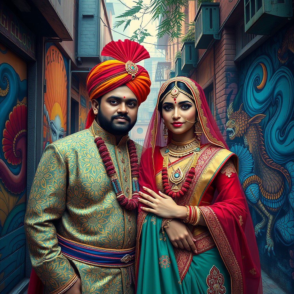 Indian Couple Amidst Melbourne Street Art