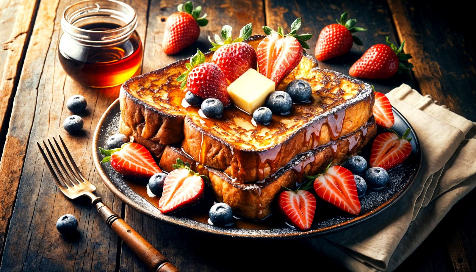 Delicious French Toast with Berries and Maple Syrup