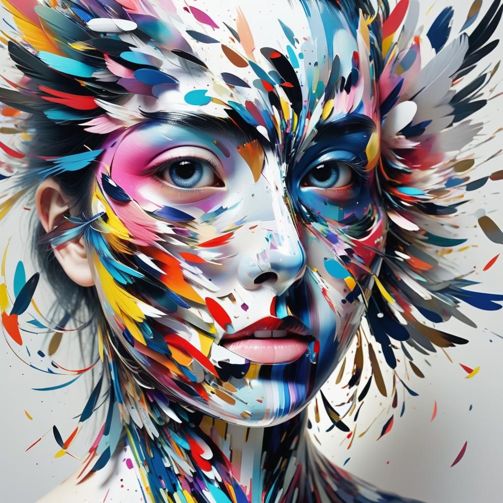 Abstract Glitch Art Birds Digital Portrait