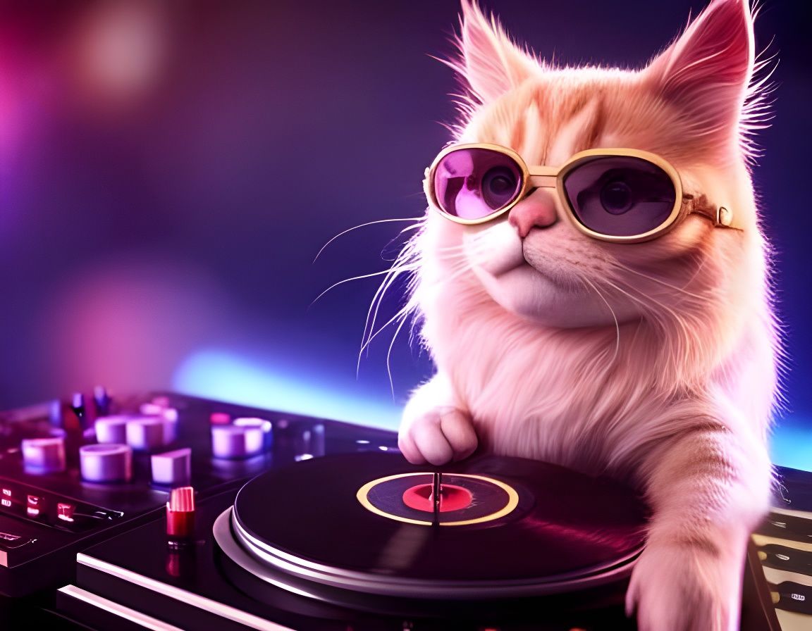 Badass cat DJ