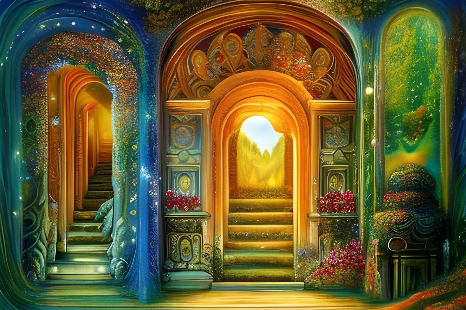 Four Seasons Crystal Palace: Digital Fantasy Art