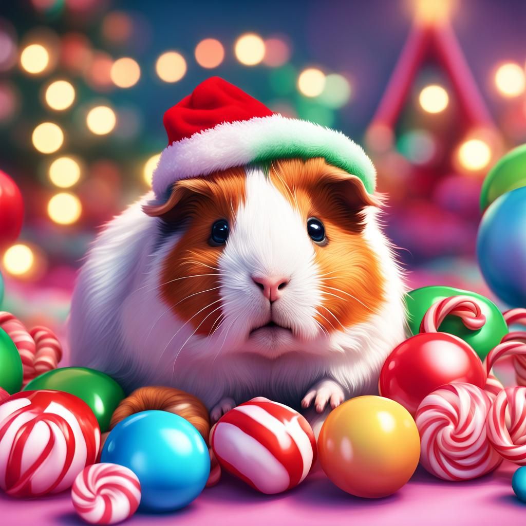 Christmas Guinea Pigs in Candy Art Style