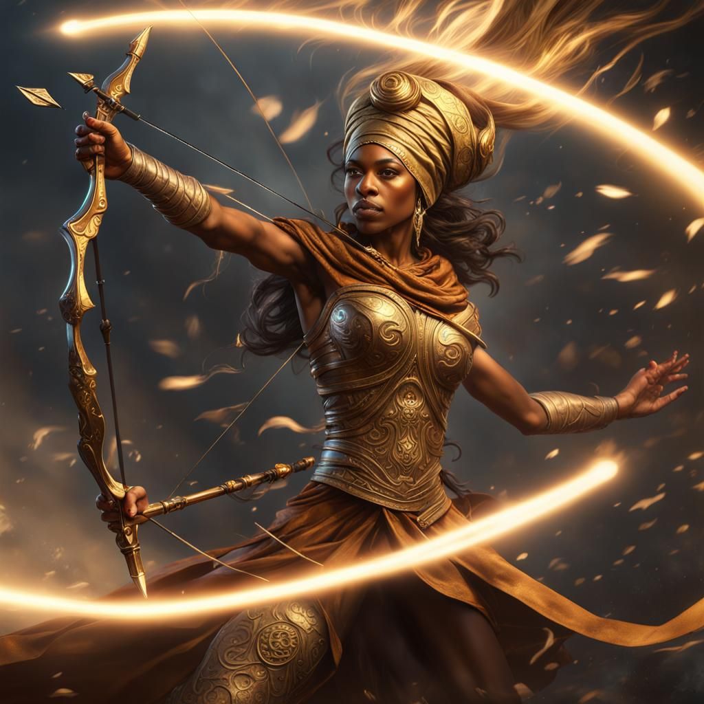 Genie Archer in Swirling Wind Vortex