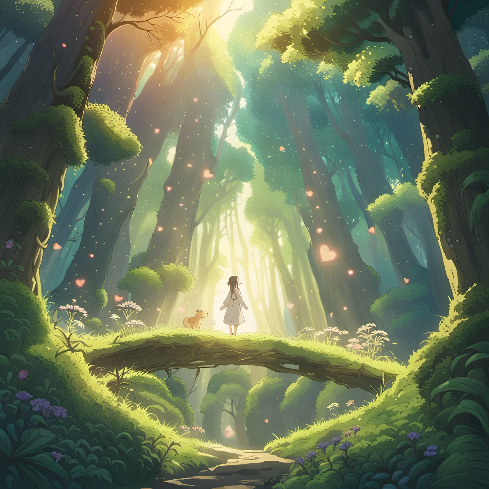 Glowing Nature Goddess in Ancient Forest: Anime Key Visual
