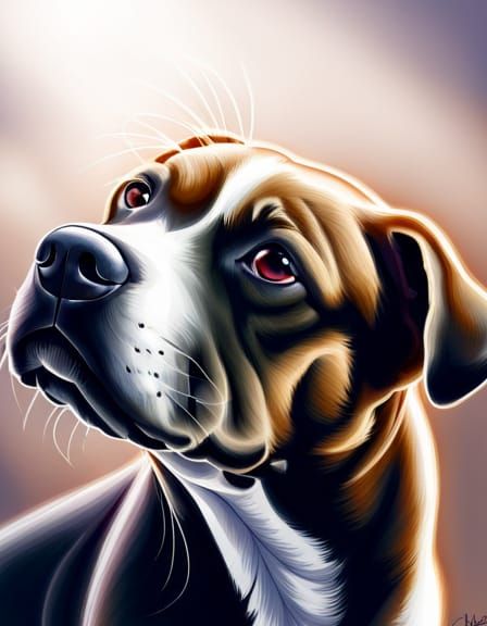 Radiant Staffordshire Terrier Portrait in Charcoal Style
