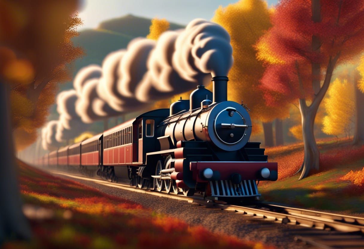 Autumn Steam Train Through Vibrant Landscape
