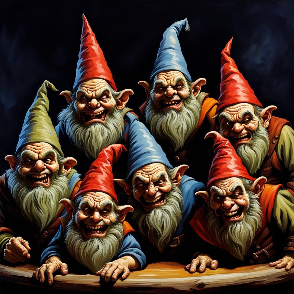 Sinister Zombie Dwarfs with Pointed Hats