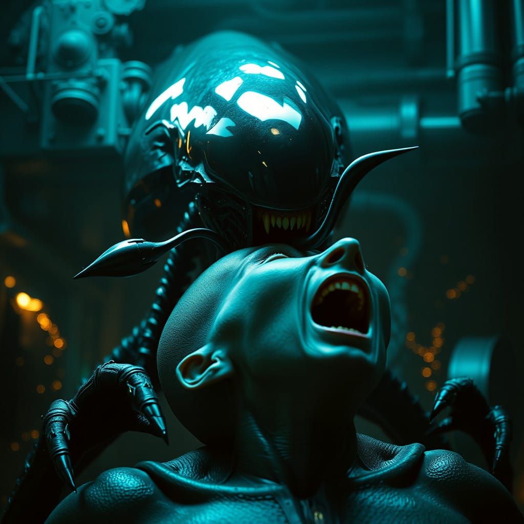 Menacing Alien Emerges from Darkness in a Haunting Industria...