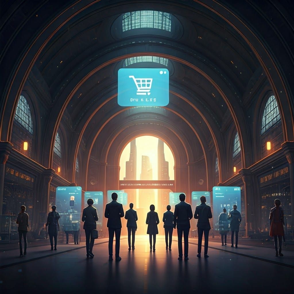 Futuristic Marketplace in Cyberpunk Style