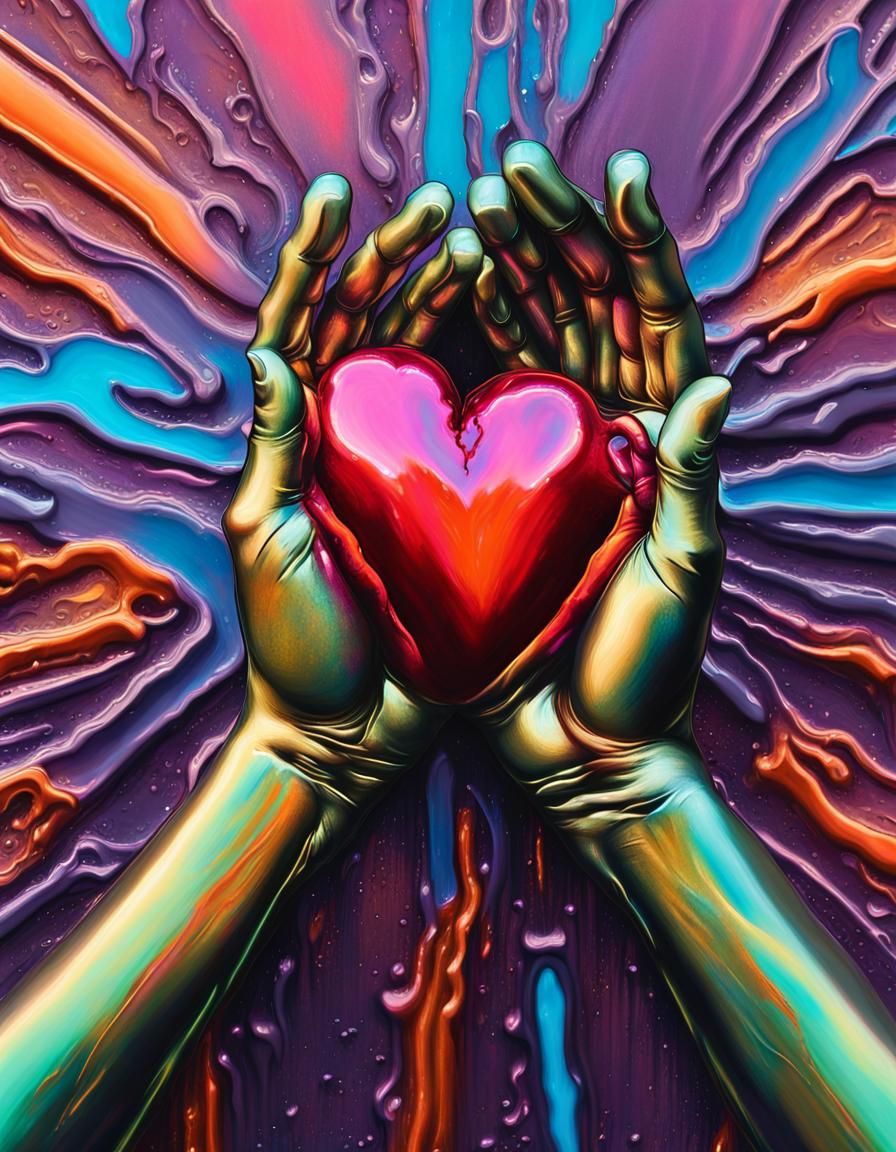 Heart in Hands: Vibrant Enamel Street Art