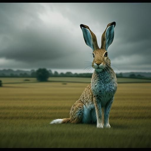 Wild Hare in English Field: Digital Matte Painting
