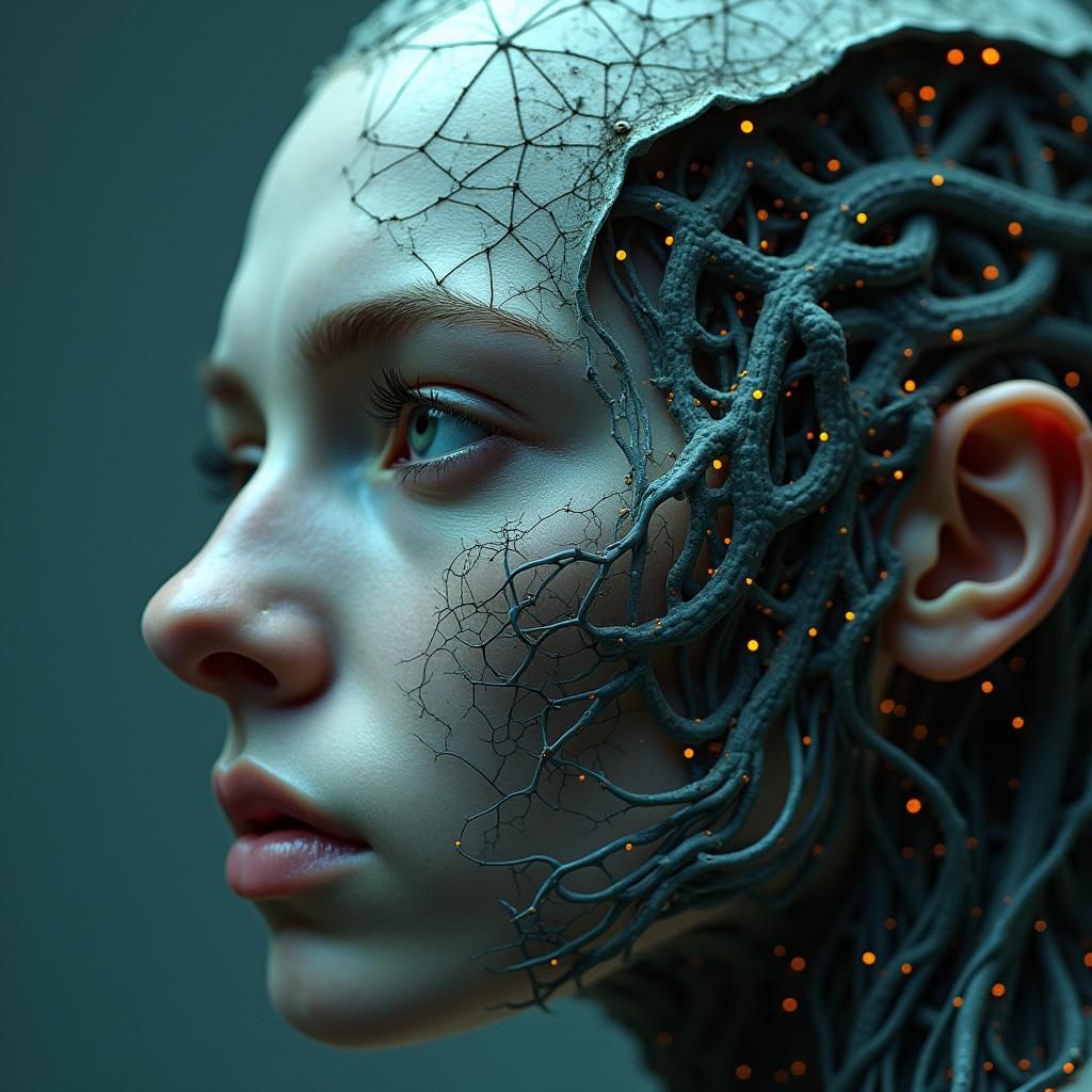 Surreal Sci-Fi Portrait Unraveling into Dreamlike Memories