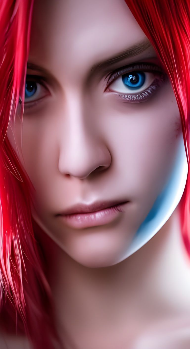 Cyberpunk Erza Scarlet Portrait with Bokeh
