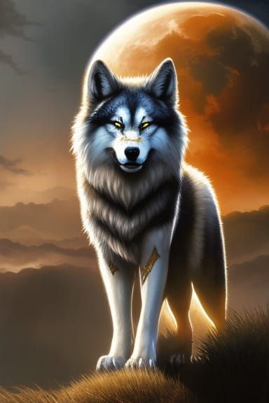 Amaterasu: Celestial Wolf in Sumi-e Ink Wash