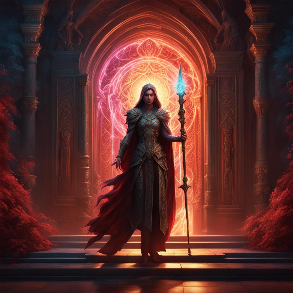 Aasimar Sorceress in Ruby Realm Portal
