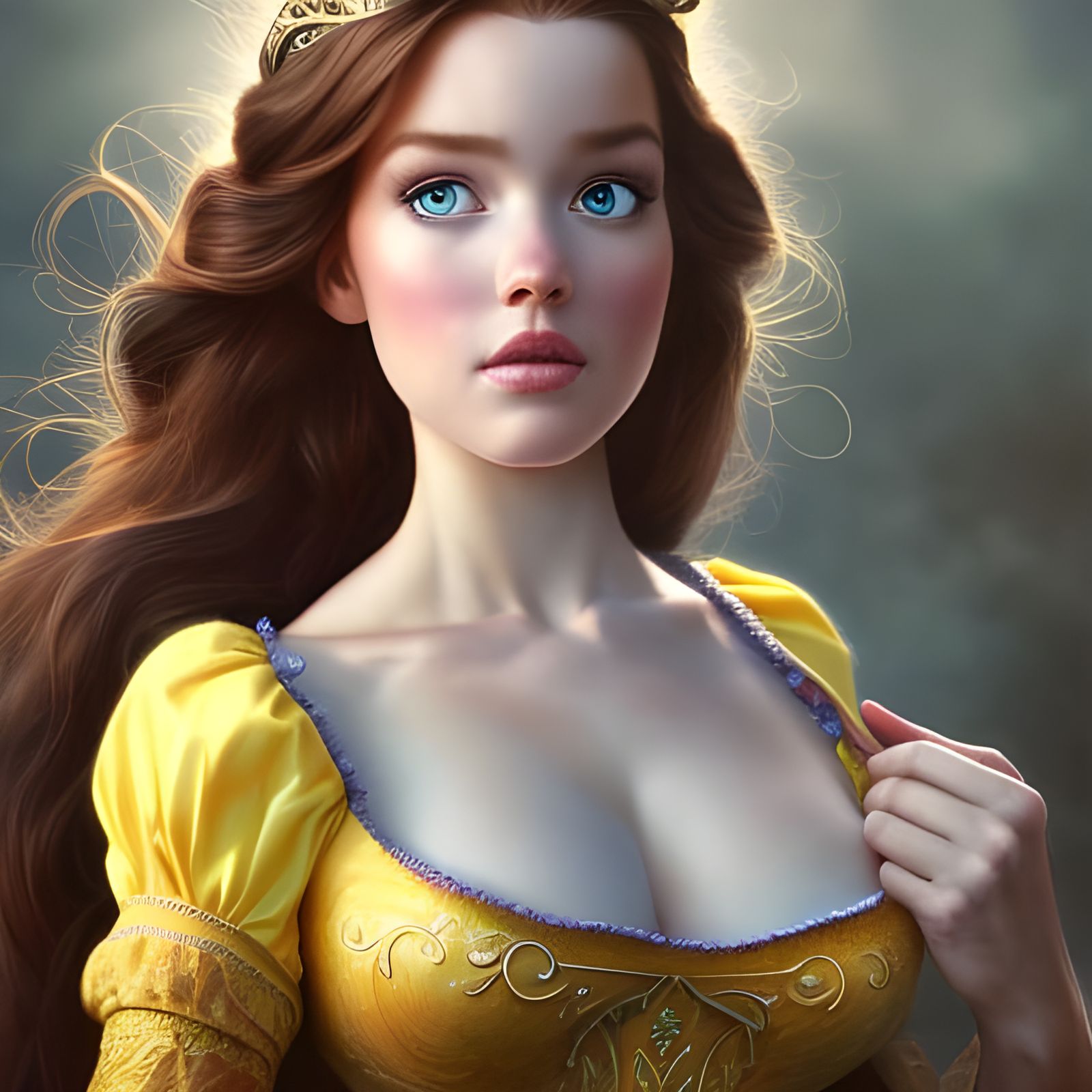 Princess Belle as Cowgirl: Hyperrealistic Digital Art