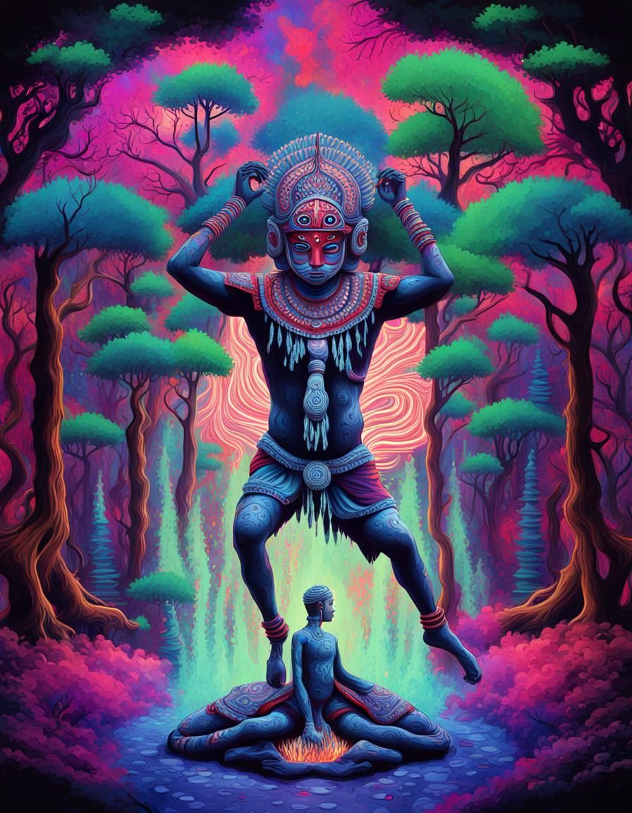 Psychedelic Theyyam Ritual Dance in Barren Forest