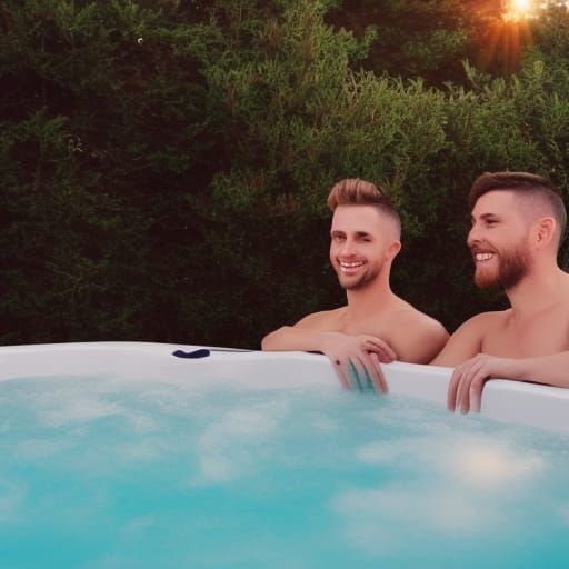 Two Friends Relaxing in a Hot Tub