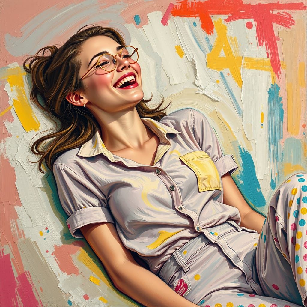 Laughing Woman in Neo-Expressionist Impasto Style