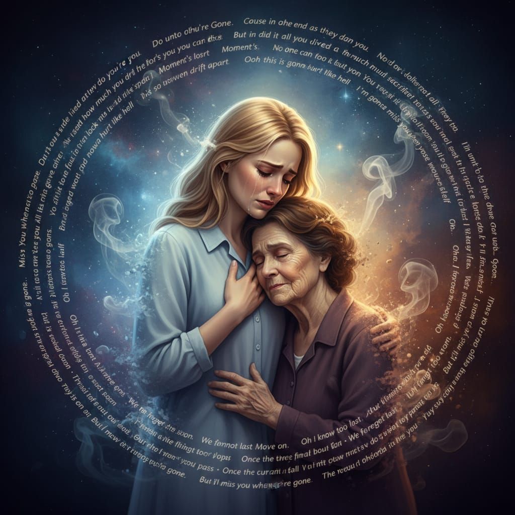 Mother and Daughter Sadness Melding Light and Dark