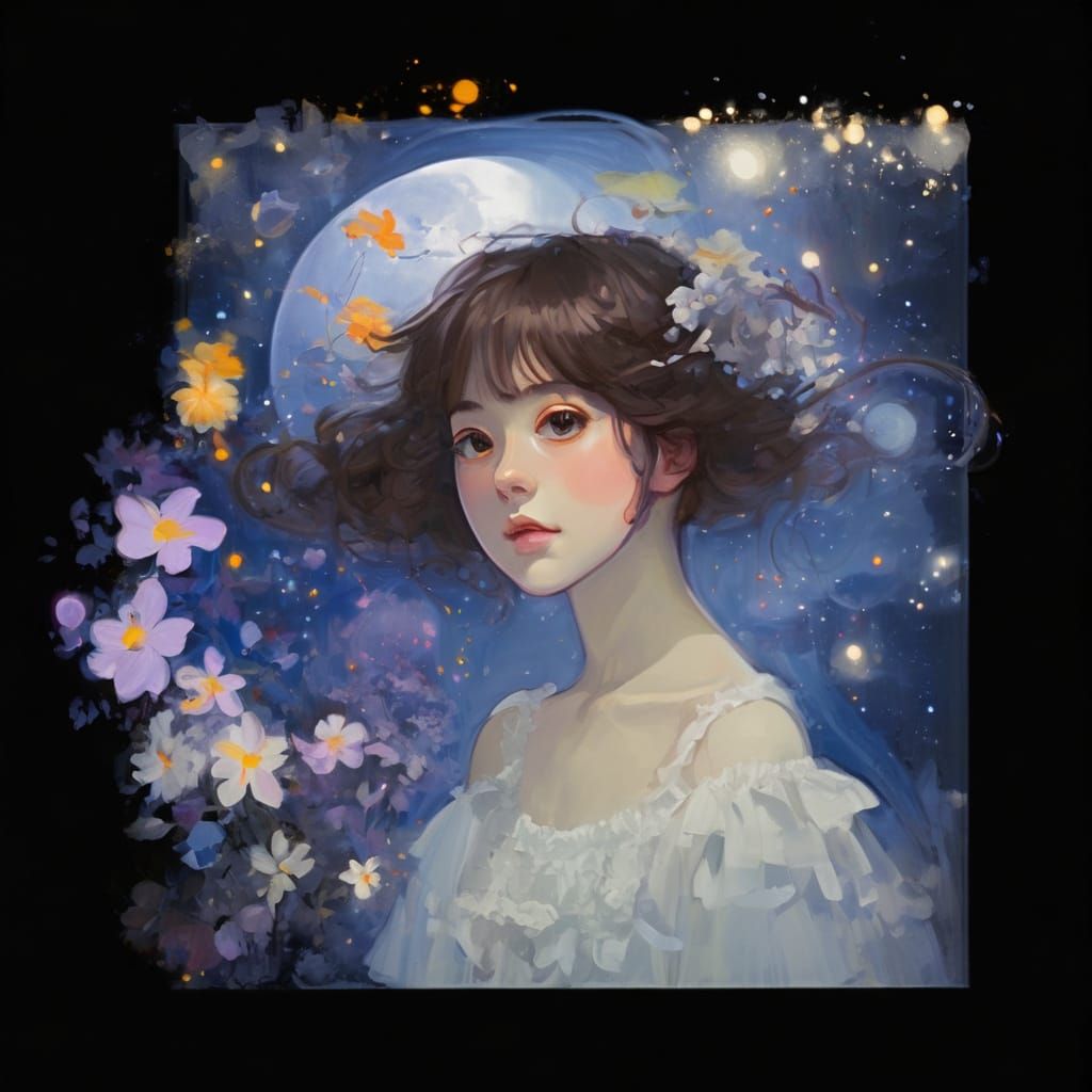 Impressionist Angel with Flowing Hair and Painterly Edges