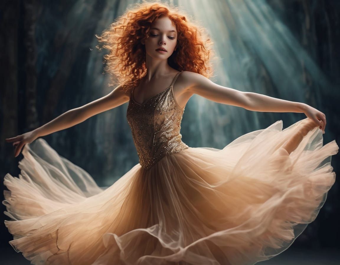 Whimsical Modern Ballerina Captured in Ethereal Dance