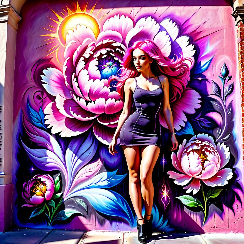 Confident Woman in Chalk Art Style