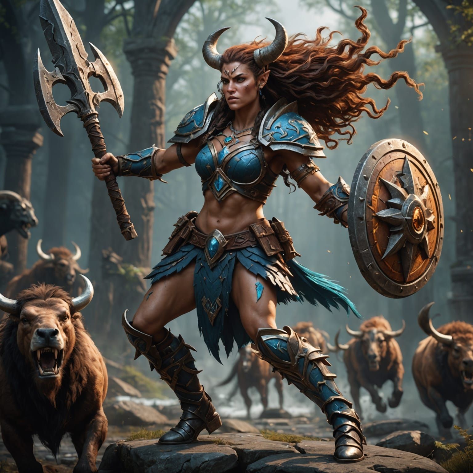 Enchanted Centaur Barbarian with Warhammer