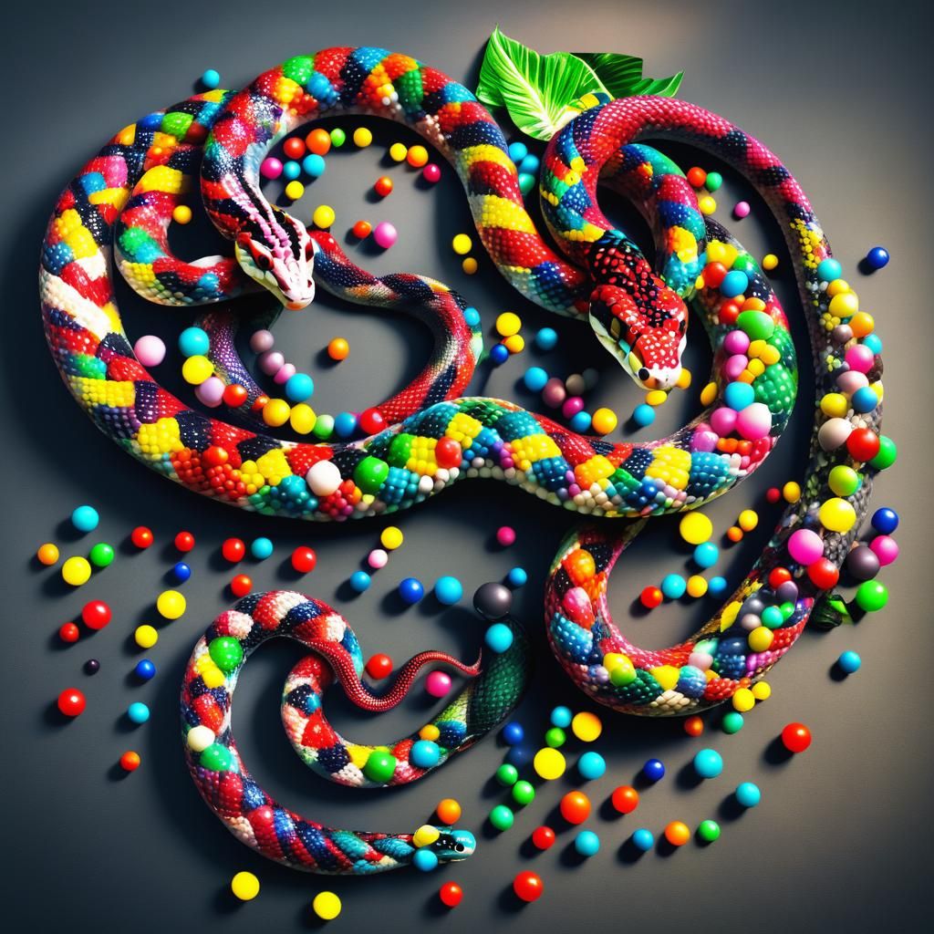 Giant Gumball Snake: A Hyperdetailed Fantasy Concept
