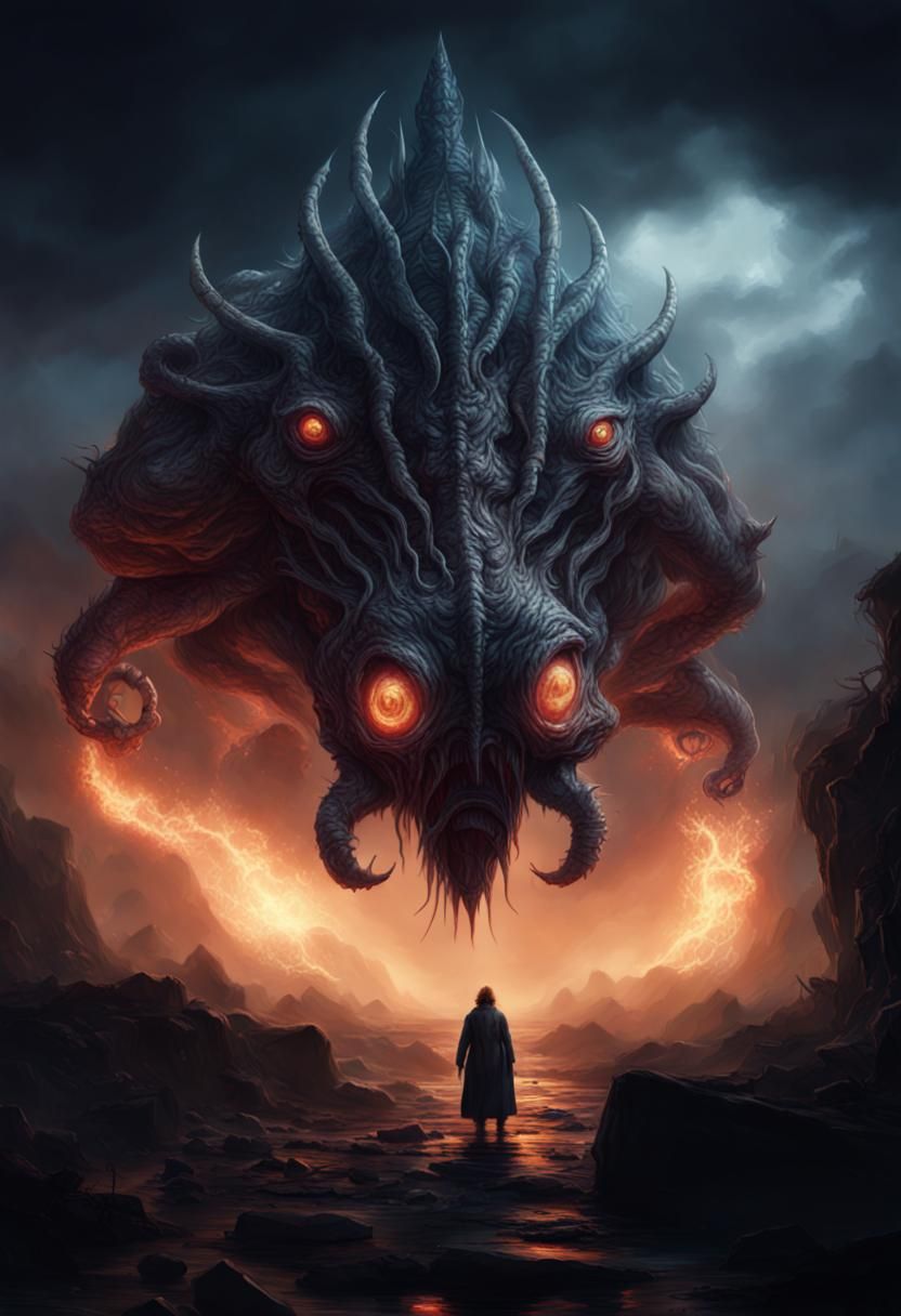 Terrifying Many-Eyed Creature: A Dramatic Digital Painting