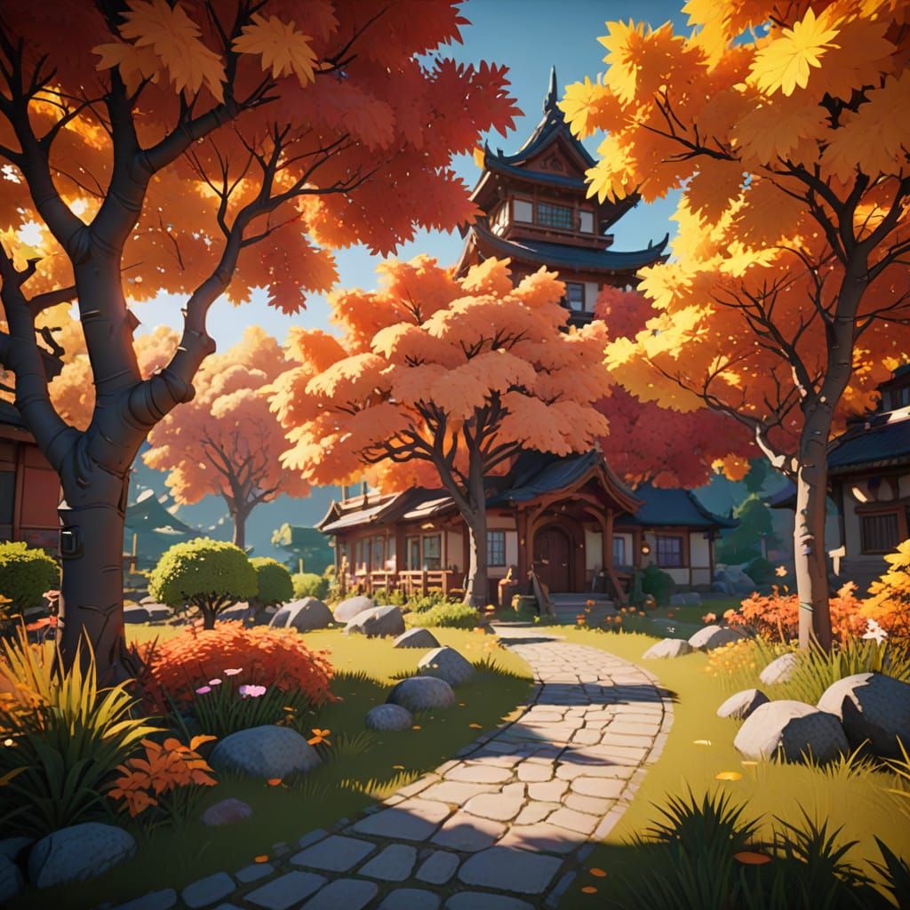 Anime-Style Scene in Warm Unreal Engine Colors