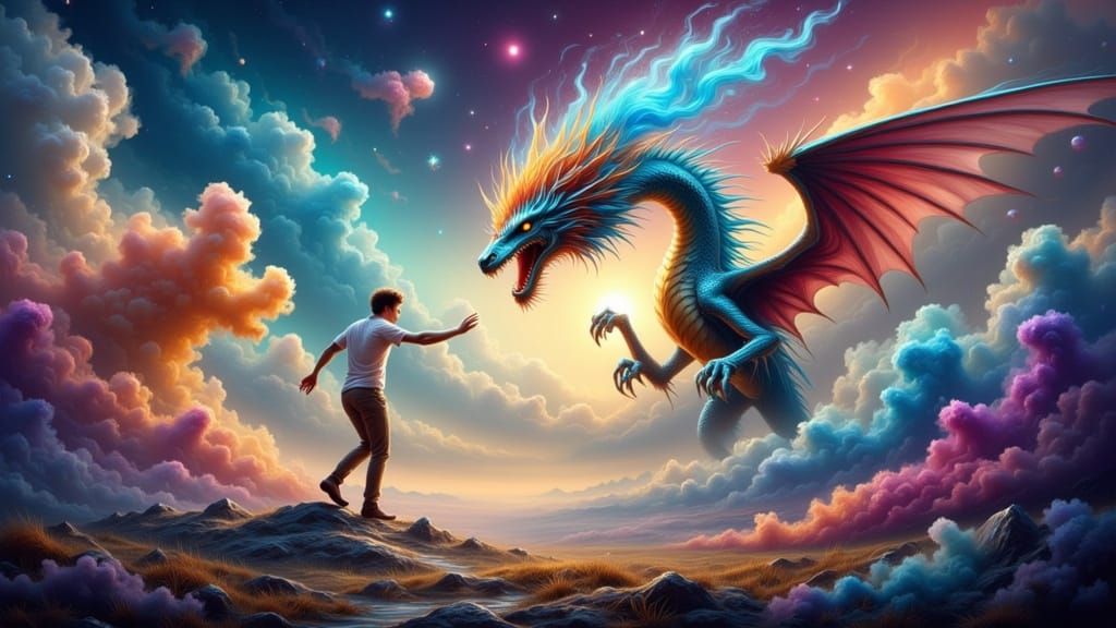 Celestial Dragon Trains Man Chasing Shadow