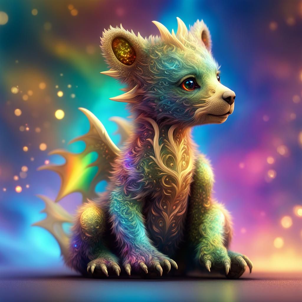 Rainbow Dragon-Bear Cub in High Quality CGI