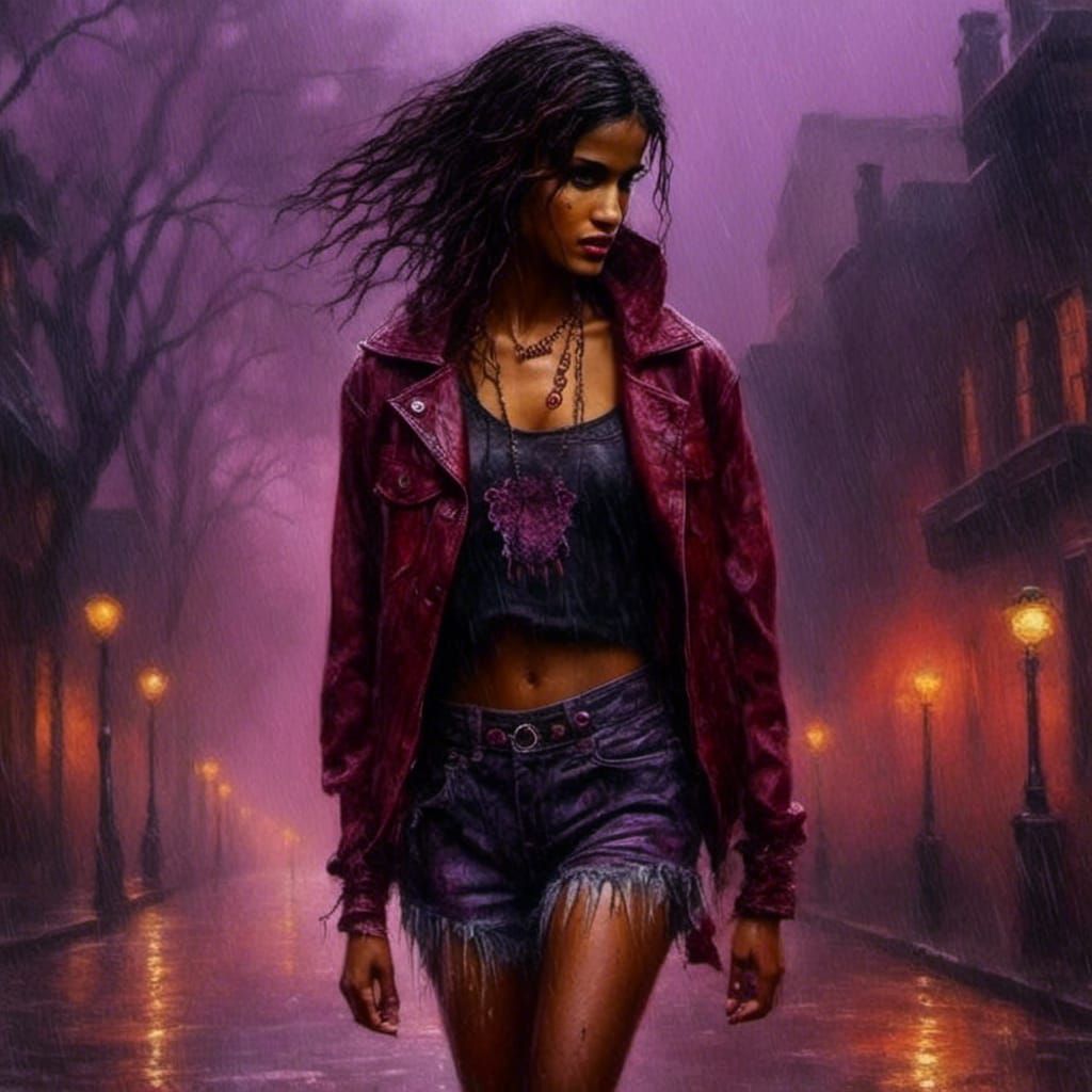 Rainy Night Walk: Gothic Cyberpunk Street Scene