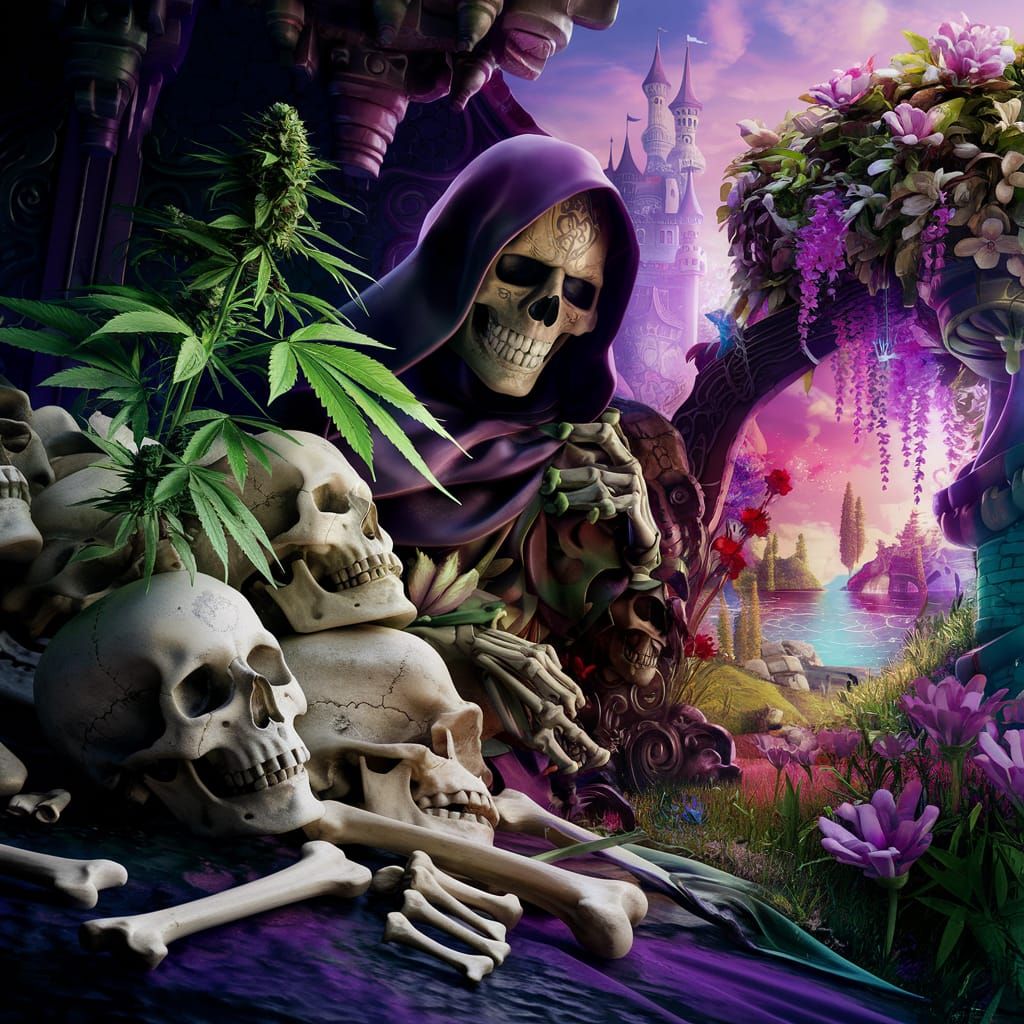 Macabre Garden Scene in Detailed 3D Render