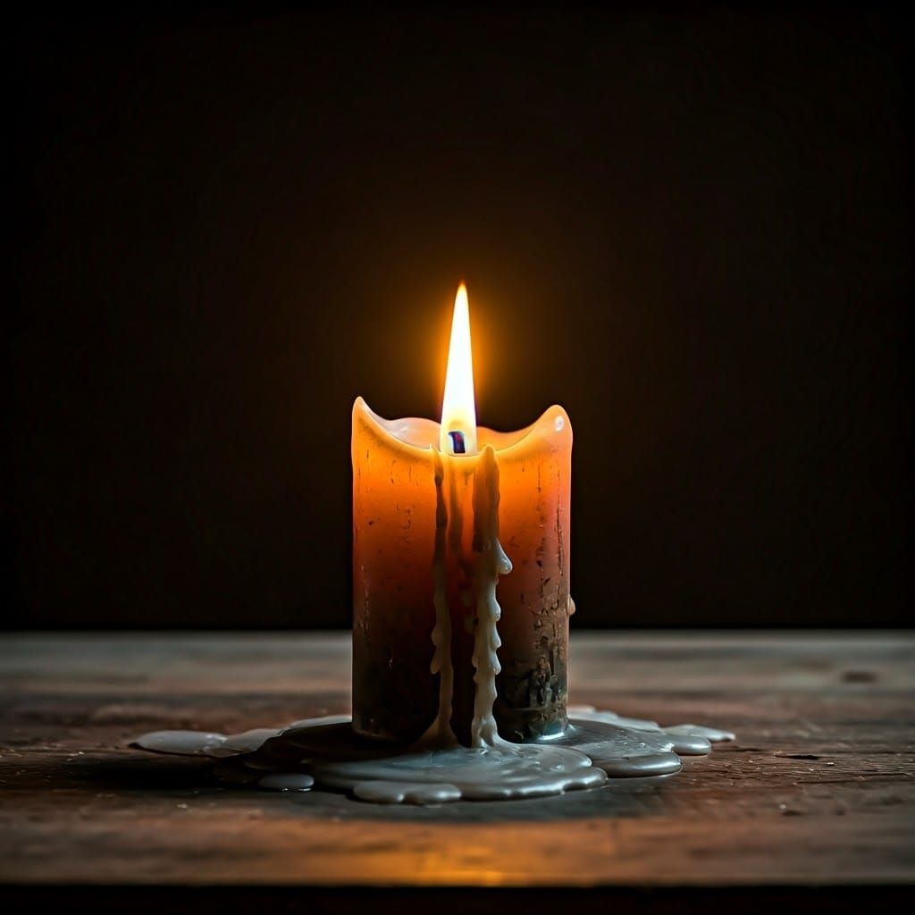 Flickering Candle in Melancholic Hush