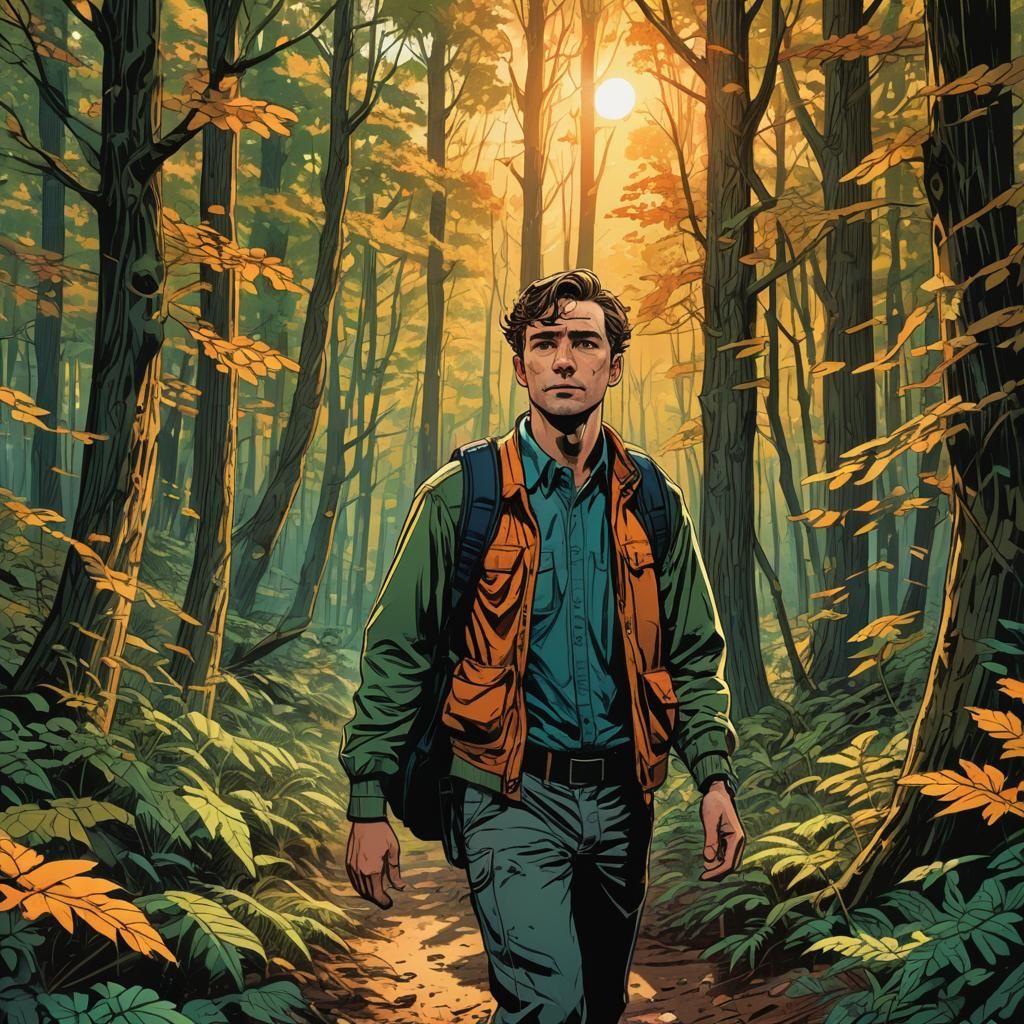 Comic Book Style Forest Walker