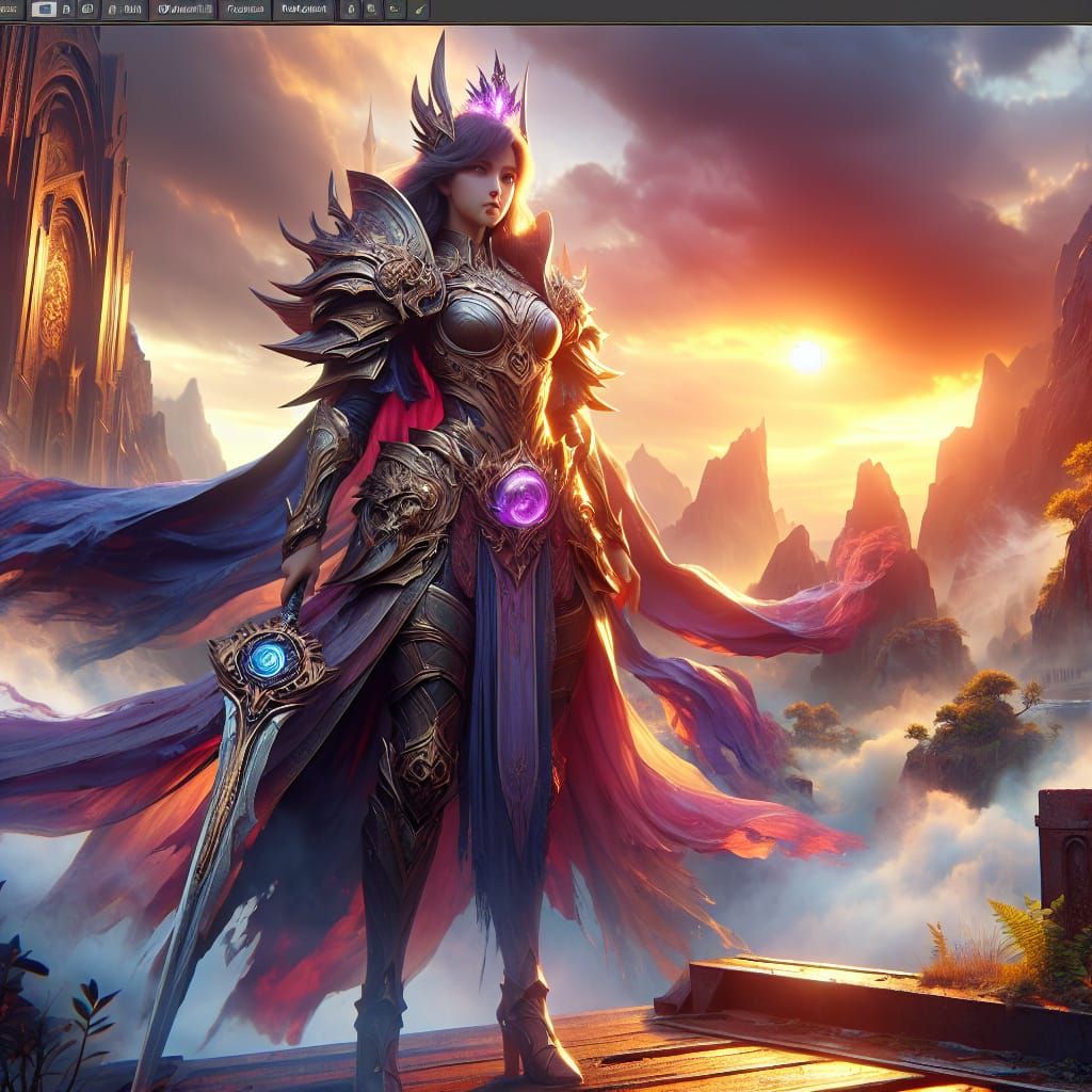 Fantasy Female Warrior Concept Art in Matte Painting Style