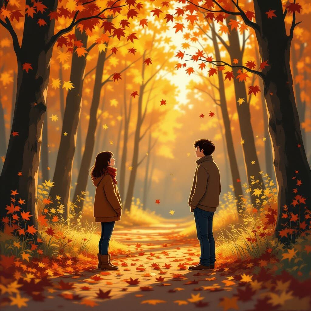 Autumn Forest Scene in Anime Style