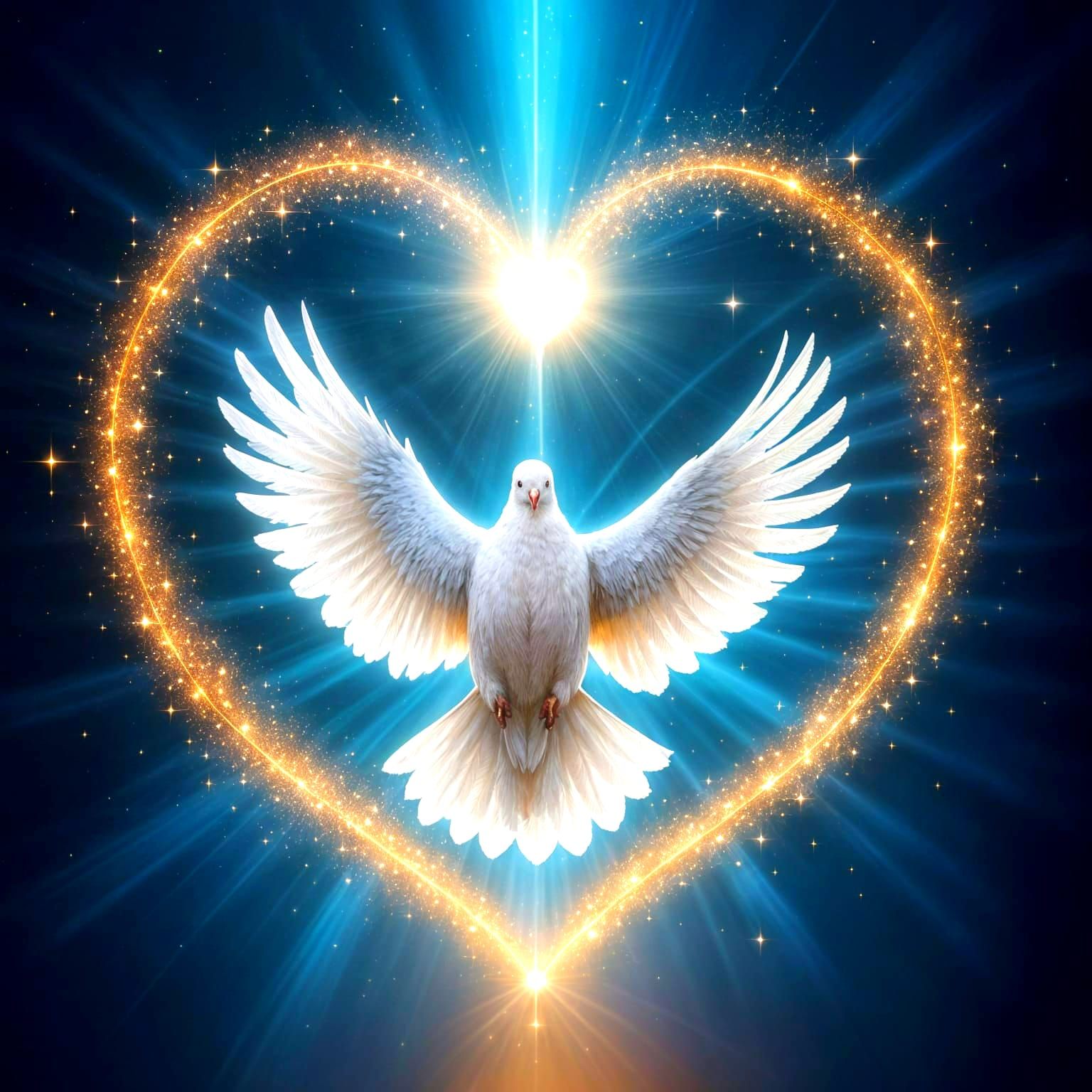 Hopeful Dove Ascends from Glowing Heart
