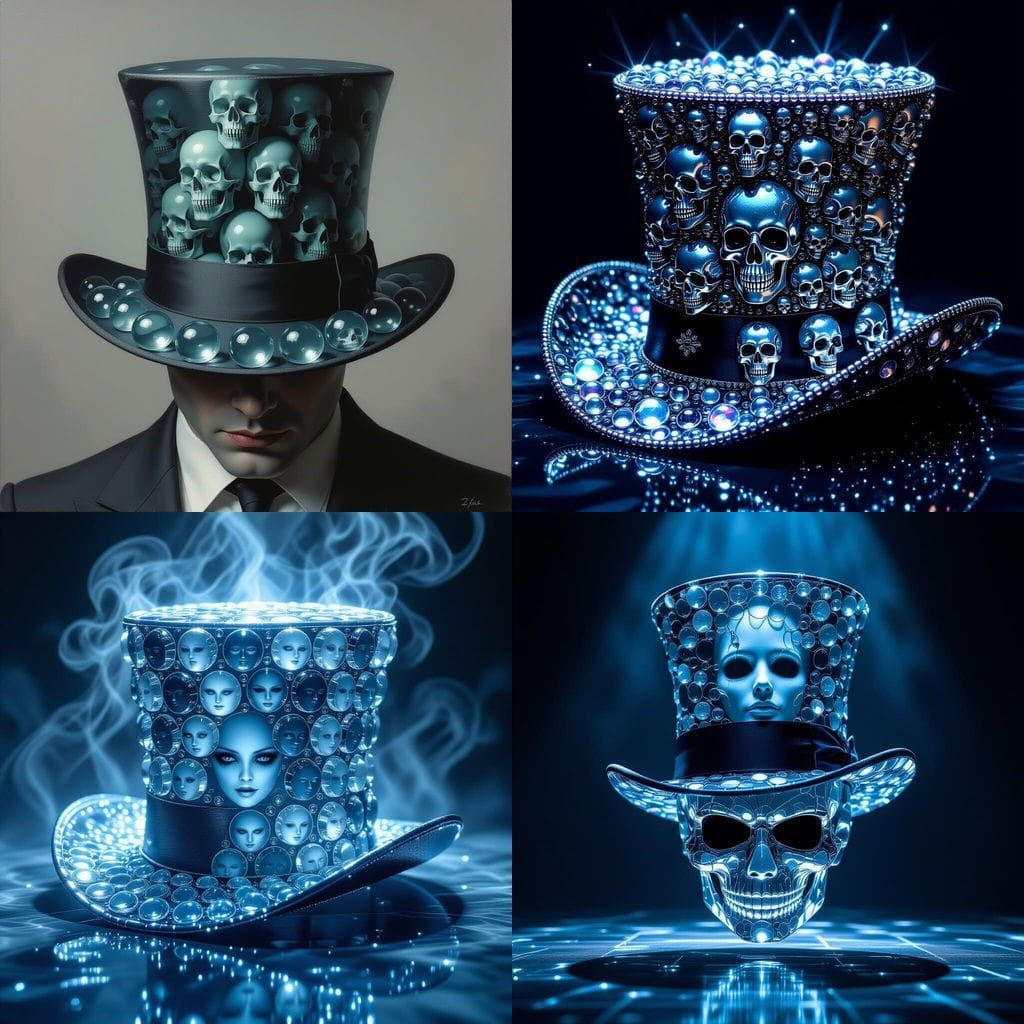 Spooky Faces Inside Marble Top Hat